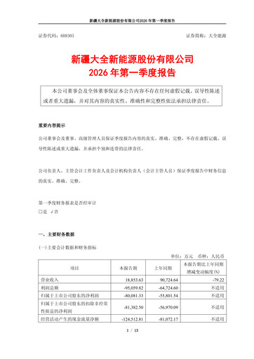 Thumbnail Xinjiang Daqo New Energy Co.,Ltd. Quarterly Report 2026-q1