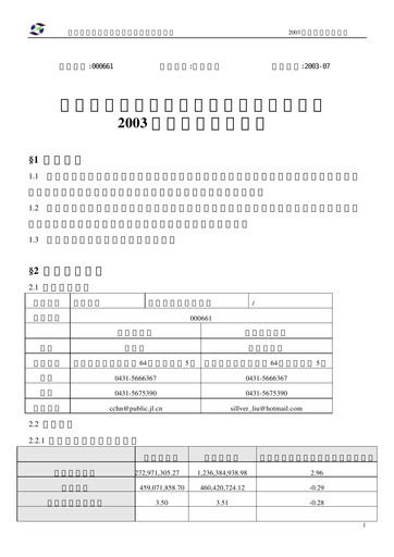 Thumbnail Changchun High-Tech Industry Quarterly Report 2003-q1