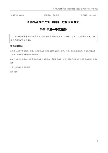 Thumbnail Changchun High-Tech Industry Quarterly Report 2025-q1