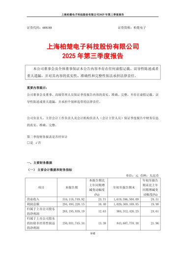 Thumbnail Shanghai BOCHU Electronic Technology Quarterly Report 2025-q3