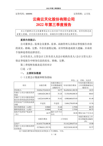 Thumbnail Yuntianhua Quarterly Report 2022-q3