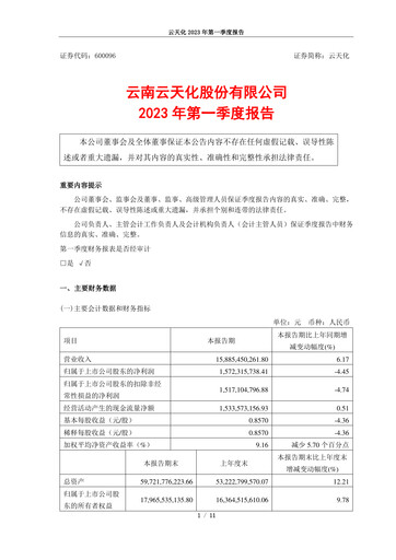 Thumbnail Yuntianhua Quarterly Report 2023-q1