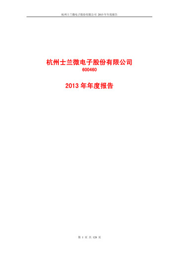 Thumbnail Silan Microelectronics Annual Report 2013