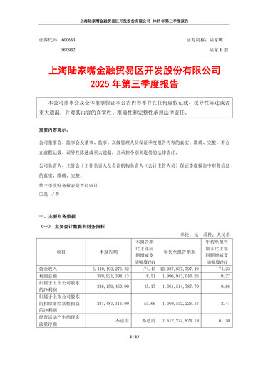 Thumbnail Shanghai Lujiazui Finance & Trade Zone Development Co.,Ltd. Quarterly Report 2025-q3
