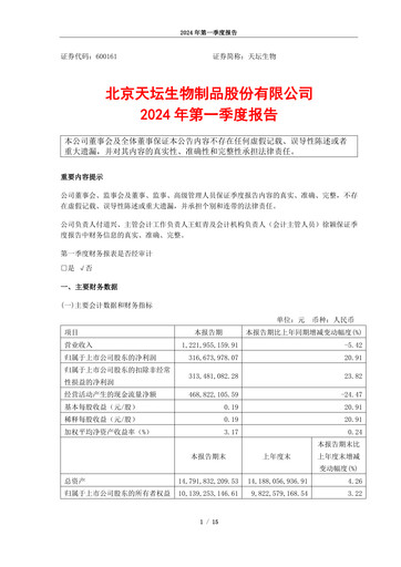 Miniature Tiantan Bio Rapport trimestriel 2024-q1