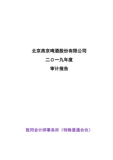 Thumbnail Beijing Yanjing Brewery Financial Statement 2019
