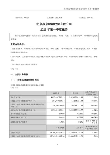Vorschaubild Beijing Yanjing Brewery Quartalsbericht 2026-q1