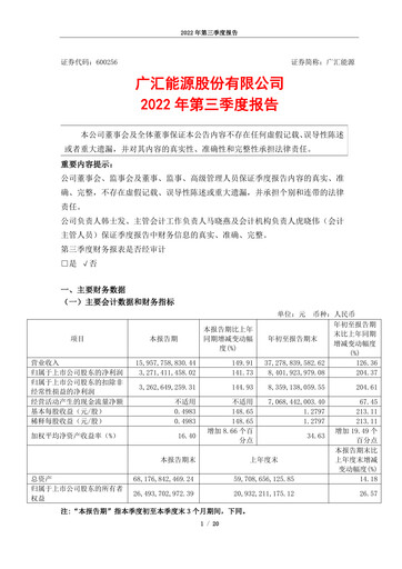 Thumbnail GUANGHUI ENERGY Quarterly Report 2022-q3
