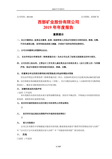 Thumbnail Western Mining Annual Report 2019