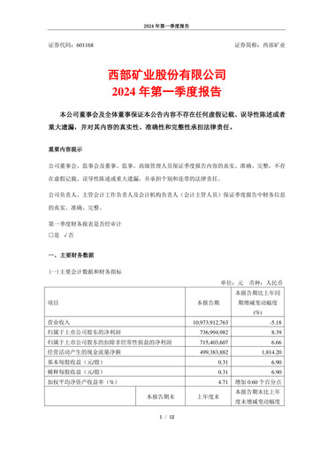 Thumbnail Western Mining Quarterly Report 2024-q1