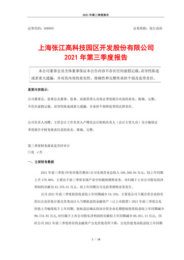 Thumbnail Shanghai Zhangjiang Hi-Tech Park Development Quarterly Report 2021-q3