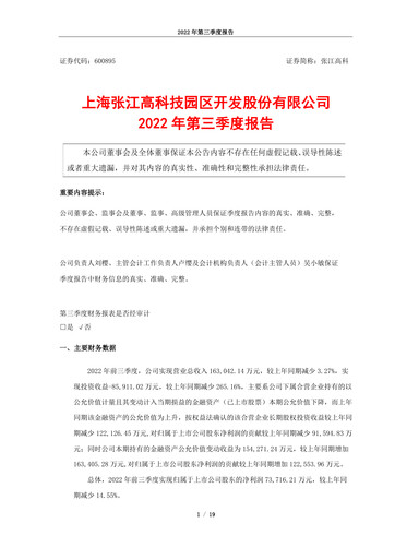 Thumbnail Shanghai Zhangjiang Hi-Tech Park Development Quarterly Report 2022-q3