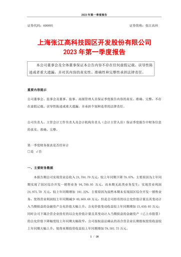 Thumbnail Shanghai Zhangjiang Hi-Tech Park Development Quarterly Report 2023-q1