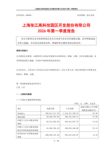 Thumbnail Shanghai Zhangjiang Hi-Tech Park Development Quarterly Report 2026-q1