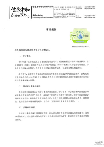 Thumbnail Jiangsu Yuyue Medical Equipment & Supply Co., Ltd. Financial Statement 2018