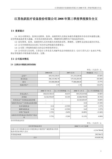Thumbnail Jiangsu Yuyue Medical Equipment & Supply Co., Ltd. Quarterly Report 2008-q3