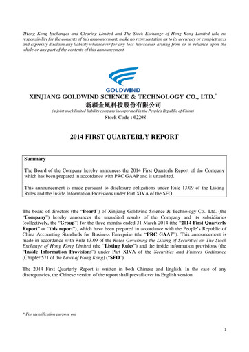 Thumbnail Goldwind Science&Technology Quarterly Report 2014-q1