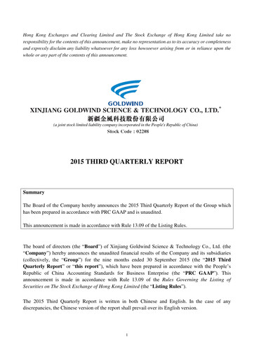 Thumbnail Goldwind Science&Technology Quarterly Report 2015-q3