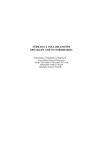 Thumbnail Turkish Airlines Financial Statement 2013