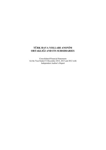 Thumbnail Turkish Airlines Financial Statement 2014