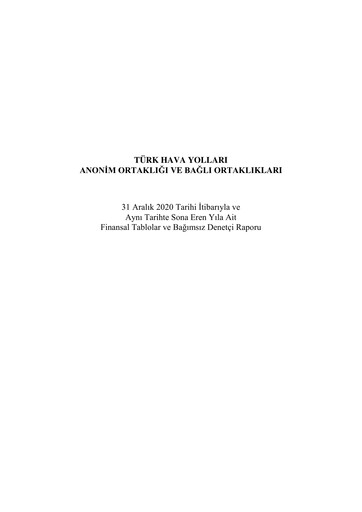 Thumbnail Turkish Airlines Financial Statement 2020