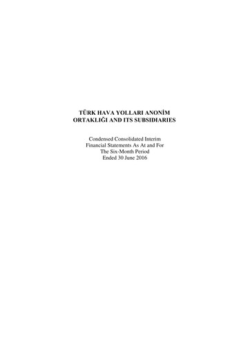 Thumbnail Turkish Airlines Half-year Report 2016-h1