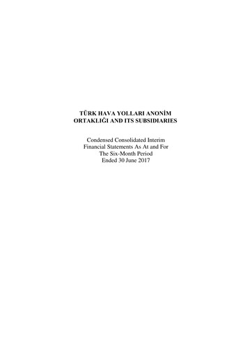 Thumbnail Turkish Airlines Half-year Report 2017-h1