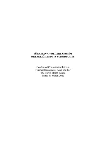 Thumbnail Turkish Airlines Quarterly Report 2022-q1