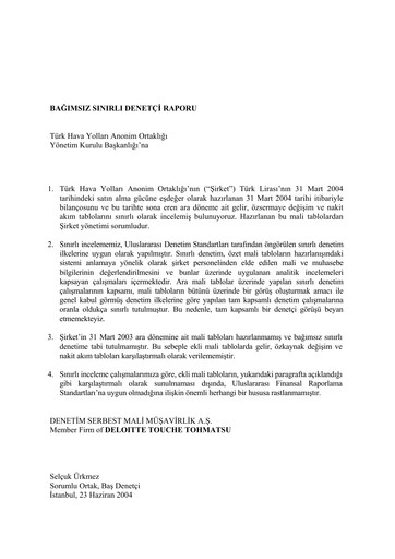 Thumbnail Turkish Airlines Quarterly Report 2004-q1