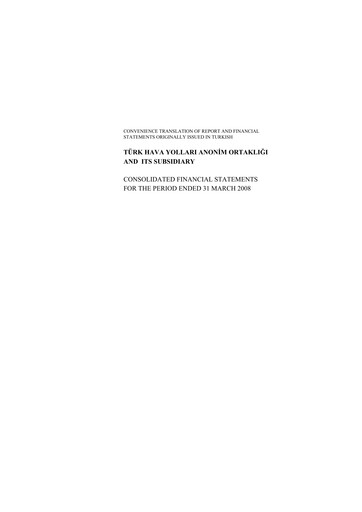Thumbnail Turkish Airlines Quarterly Report 2008-q1