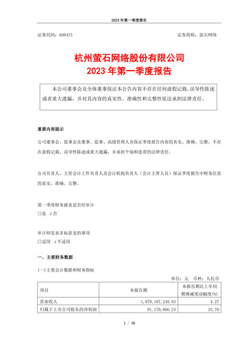 Vorschaubild Hangzhou EZVIZ Network Quartalsbericht 2023-q1