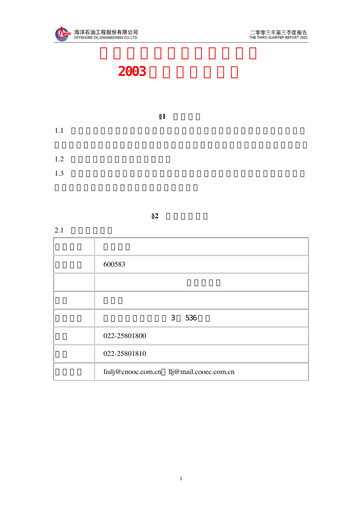 Miniature Offshore Oil Engineering Co.,Ltd Rapport trimestriel 2003-q3