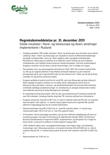 Thumbnail Carlsberg Financial Statement 2011