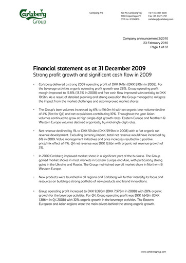 Thumbnail Carlsberg Financial Statement 2009