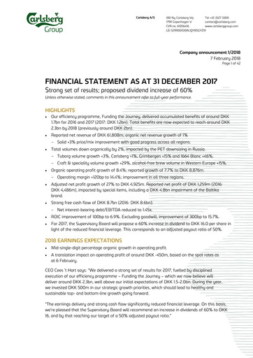 Thumbnail Carlsberg Financial Statement 2017