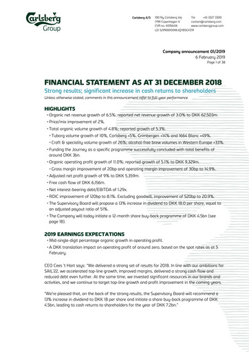Thumbnail Carlsberg Financial Statement 2018