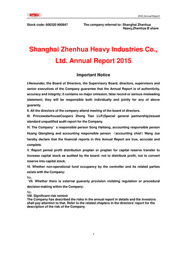 Vorschaubild ZPMC (Shanghai Zhenhua Heavy Industries) Jahresbericht 2015