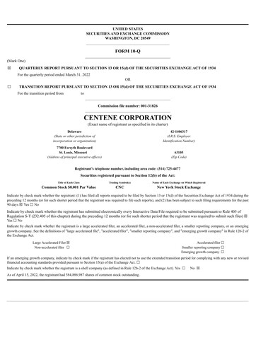 Thumbnail Centene Quarterly Report 2022-q1