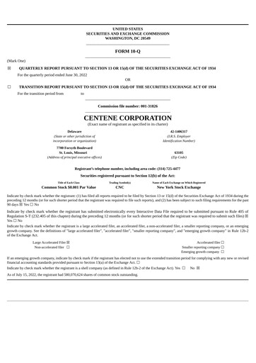 Thumbnail Centene Quarterly Report 2022-q2