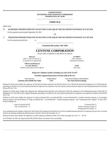 Thumbnail Centene Quarterly Report 2022-q3