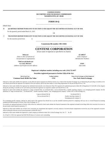 Miniature Centene Rapport trimestriel 2023-q1