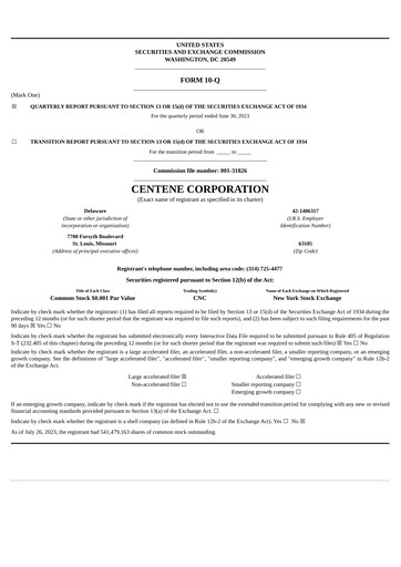 Miniature Centene Rapport trimestriel 2023-q2
