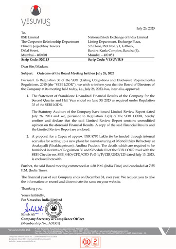 Thumbnail Vesuvius India
 Quarterly Report 2023-q2