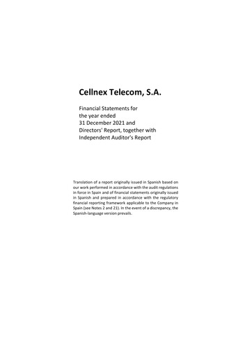 Thumbnail Cellnex Telecom
 Financial Statement 2021