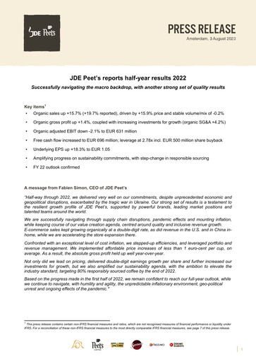 Thumbnail JDE Peet's Half-year Report 2022-h1