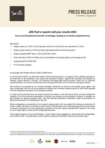Thumbnail JDE Peet's Half-year Report 2023-h1