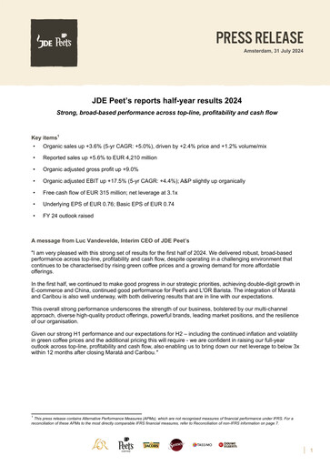 Thumbnail JDE Peet's Half-year Report 2024-h1