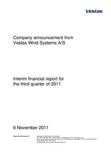 Miniature Vestas Wind Systems Rapport trimestriel 2011-q3