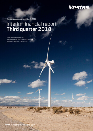 Miniature Vestas Wind Systems Rapport trimestriel 2018-q3