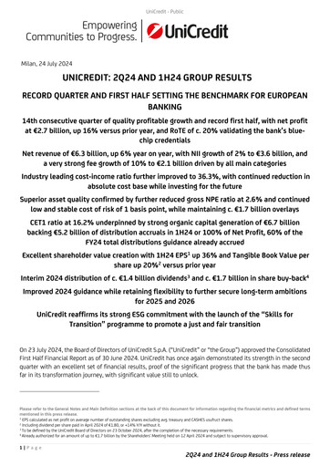 Miniature UniCredit Rapport semestriel 2024-h1